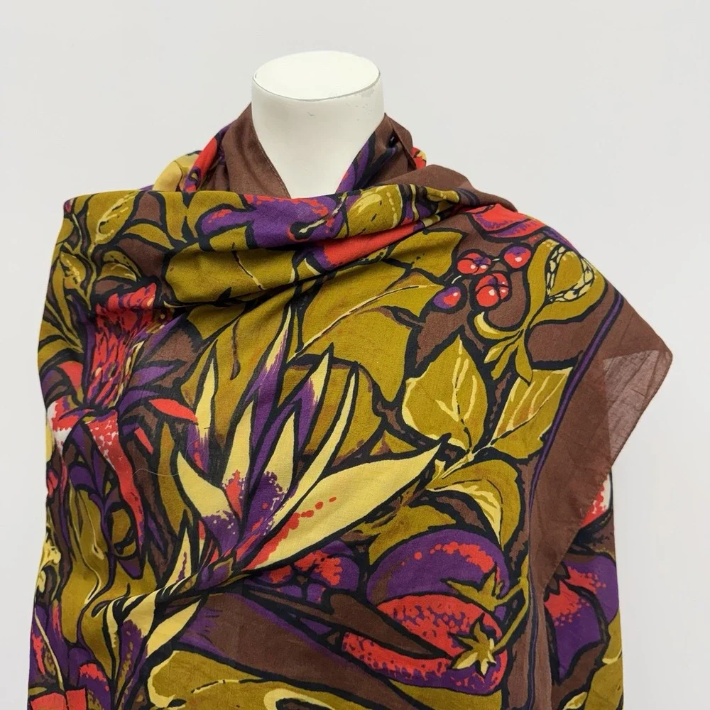 Vintage Pierre Cardin JUMBO Scarf Flowers & Fruit 59.5